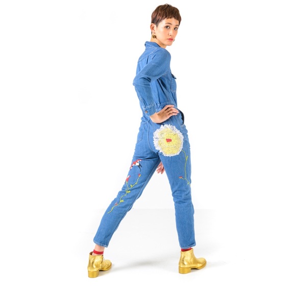 Kapital Japan Stonewash Denim Floral Bird Embroidered Jeans 28 est 25 - Picture 15 of 15